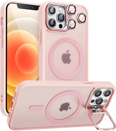 Miniatura 16 de Funda magnética para iPhone 11 con soporte, compatible con Magsafe, protección militar y protector de lente de cámara, funda translúcida mate