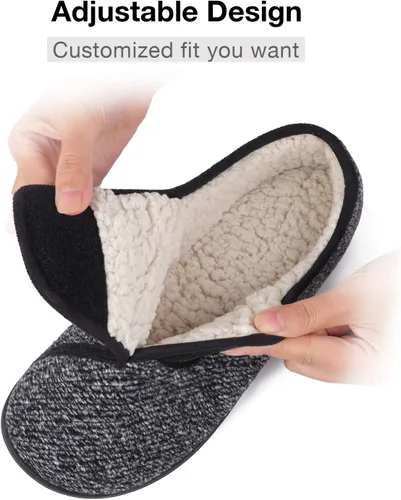 Miniatura 2 de LongBay Pantuflas de casa para diabéticos para hombre, de espuma viscoelástica, cómodas, extra anchas y antideslizantes
