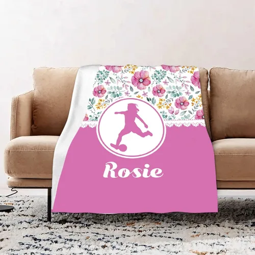 Miniatura 48 de Manta de fútbol para niñas, regalos de fútbol para niñas y niños, manta de franela de forro polar suave y cálida para niñas, regalos de fútbol