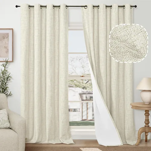 Miniatura 100 de Cortinas Opacas de Lino Azul Bebé para Guardería de 40 Pulgadas de Largo, 2 Paneles, Cortinas Cortas con Aislamiento Térmico Boho de Bloqueo Total