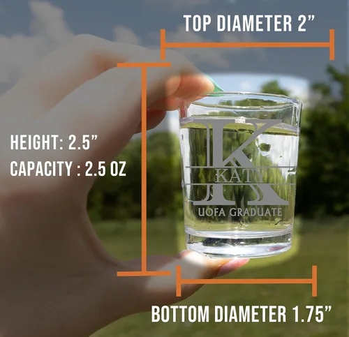 Miniatura 5 de Vaso de chupito grabado personalizado de 2.5 onzas, 1 paquete, nombre del monograma personalizado, regalos personalizados para hombres y mujeres