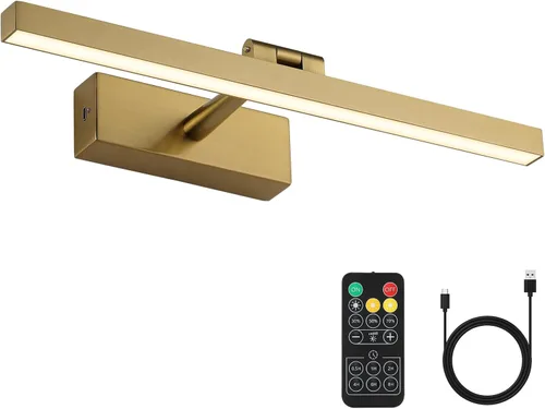 Miniatura 9 de Joosenhouse Luz para Cuadros Inalámbrica Operada por Batería Luz de Galería con Control Remoto Luces de Pared Recargables Negras 15.35" Regulable