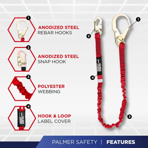 Miniatura 5 de Palmer Safety Hammerhead - Arnés de seguridad acolchado de 5 puntos, pecho QCB, correas de patas con hebilla de lengua, anillos en D traseros y Slkr