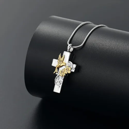 Miniatura 6 de Cross Hummingbird Urn Necklace for Ashes Flower Ashes Pendant Memorial Necklace Cremation Jewelry Ashes Keepsakes Necklace Gift for Loss of Loved