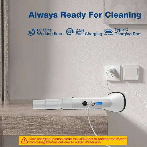 Miniatura 3 de Cepillo eléctrico giratorio 2024, cepillo de limpieza inalámbrico, ajustable de 2 velocidades, limpiador de ducha para baño, coche, azulejos