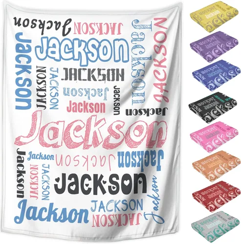 Miniatura 23 de Manta personalizada con texto del nombre, mantas de franela personalizadas para bebés, adultos y niños, regalo de cumpleaños, día de San Valentín