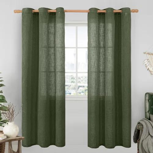 Miniatura 76 de LAMIT Cortinas de lino sintético para dormitorio, paneles filtrantes de luz, cortinas de lino con protección de privacidad con ojales para ventanas