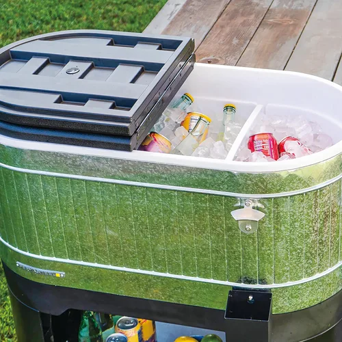 Miniatura 14 de Permasteel Enfriador de patio rodante: gran hielera para exteriores con ruedas, enfriador de bebidas para patio trasero, barbacoa, portón trasero