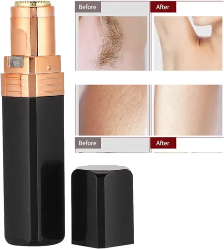 Miniatura 5 de Máquina de depilación, compacta y bonita, forma de lápiz labial, mini removedor eléctrico de vello facial y corporal para mujeres (negro)