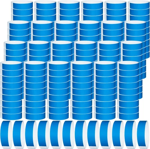 2400 piezas de pulseras de papel de plástico para eventos, pulseras de identificación de papel de colores, brazaletes para eventos (azul)