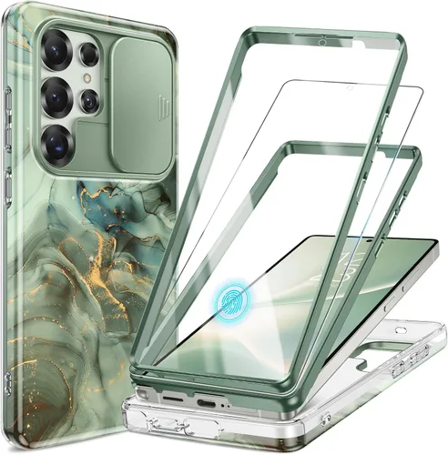 Miniatura 35 de GVIEWIN para Samsung Galaxy S23 Ultra Funda con cubierta deslizante para cámara, [Protector de pantalla incorporado] [2 Marcos frontales] Funda