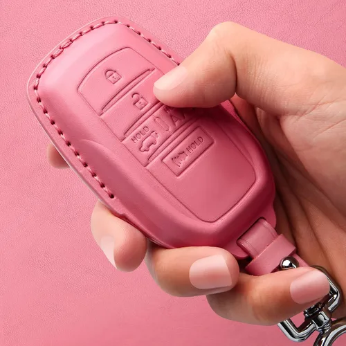 Miniatura 6 de Tukellen Funda de cuero para llavero Toyota compatible con Land Cruiser 2019-2026, Venza 2021-2026, Grand Highlander Hilux, Fortuner, Tundra Rosa