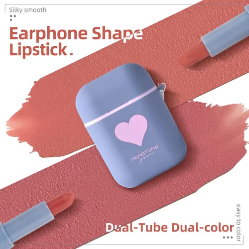 Miniatura 2 de Juego de 2 lápices de labios mate, a prueba de agua, acabado terciopelo de larga duración, humectante, para labios, doble color, brillo de labios