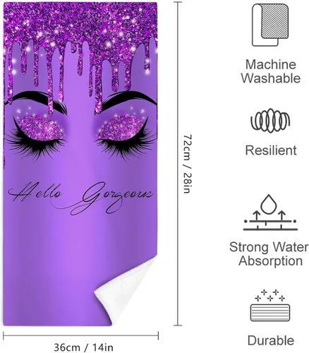 Miniatura 2 de Hello Gorgeous - Juego de 2 toallas de mano decorativas para baño, hogar, hotel, spa, gimnasio, yoga, 14 x 28 pulgadas Morado