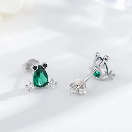 Miniatura 6 de Frog Earrings for Women Girls Sterling Silver Frog Pendant Necklaces Crystal Studs Earrings Frog Stud for Teens Cute Animal Hypoallergenic Jewelry