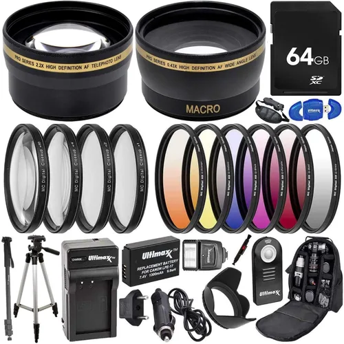 Ultimaxx Kit de accesorios de 2.283 in para Canon EOS T8I T7i, T6i, T6s, SL2, SL3, M6, M5, M3, 77D, 750D, 760D, 800D, 200D, 8000D, KISS X8i, y más;