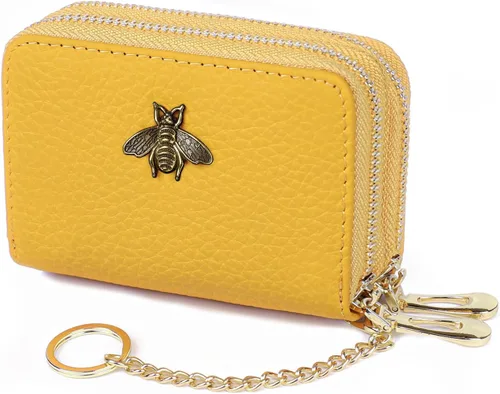 Miniatura 18 de imeetu Soporte para tarjetas de crédito RFID, cartera pequeña de cuero con cremallera para mujer