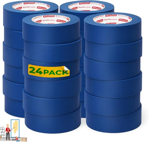 Miniatura 19 de XFasten Cinta azul profesional para pintores, multiuso, 3 pulgadas x 60 yardas, tecnología de línea de borde afilado, produce líneas afiladas