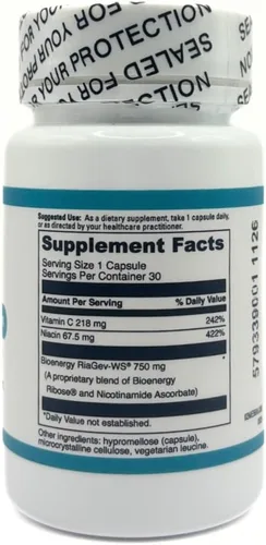 Miniatura 6 de Complejo NAD+ de 750 mg – con niacina y vitamina C – vegano, sin gluten, sin OMG – 30 cápsulas Cellular Energy, Healthy Aging & Mitochondrial