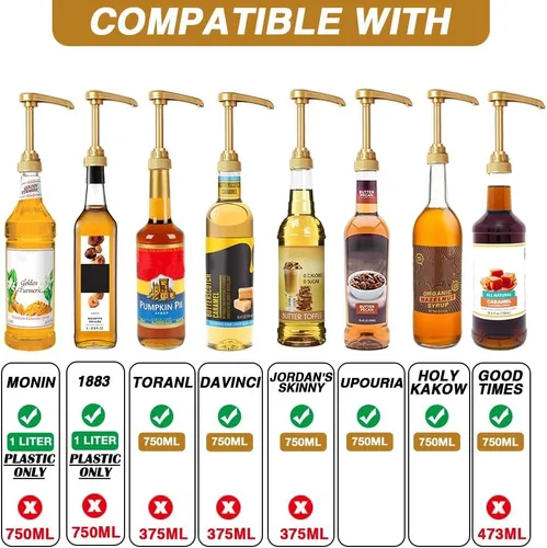Miniatura 2 de 12 piezas de dispensador de bombas de jarabe, compatible con botellas de 25.4 onzas líquidas/750ml, ideal para mezclas de bebidas en casa