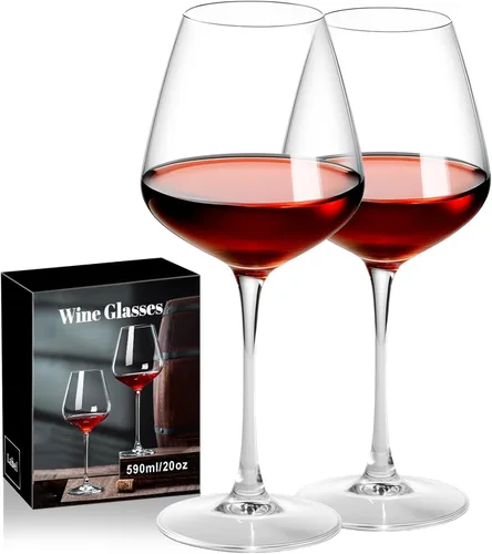 Miniatura 9 de PARACITY Copas de vino, regalo de Navidad, vidrio transparente, copa de vino de tallo largo para vino tinto y blanco, 10 onzas (juego de 2)