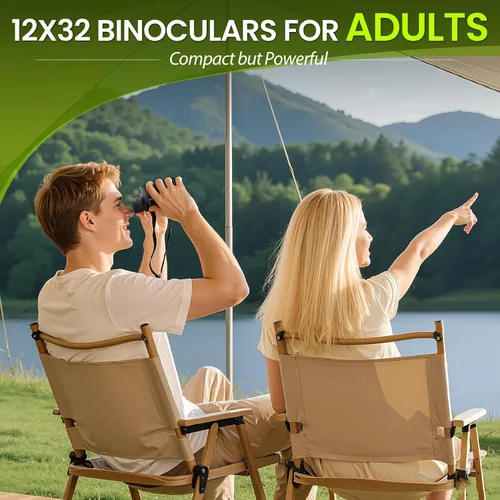 Miniatura 7 de Occer Prismáticos compactos de 12 x 32 pulgadas para adultos de alta potencia, binoculares grandes para niños, binoculares de fácil enfoque