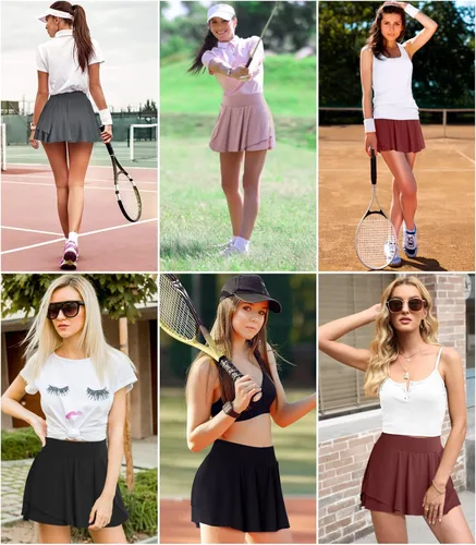 Miniatura 6 de V FOR CITY Falda deportiva de tenis para mujer, cintura alta con bolsillos cortos, cordón ajustable, para entrenamiento, golf, faldas
