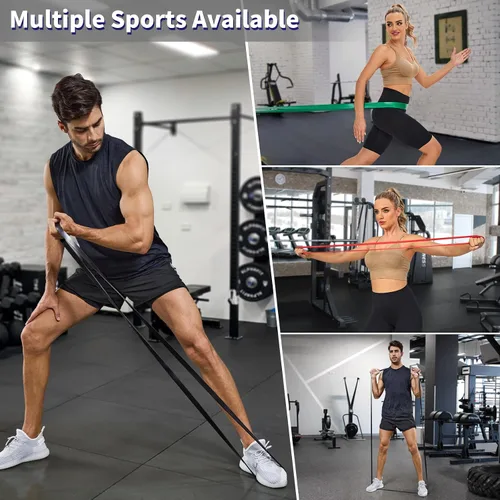 Miniatura 2 de Juego de bandas de asistencia para dominadas 5 LBS - 230 LBS, bandas largas de resistencia para dominadas y entrenamiento, bandas de gimnasio