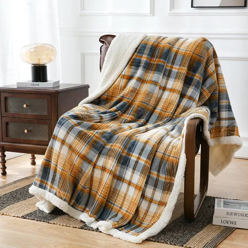 Miniatura 23 de PU MEI - Cobija de vellón sherpa de 50 x 60 pulgadas, suave, acogedora, gruesa y cálida para sofá o cama Gris y azul