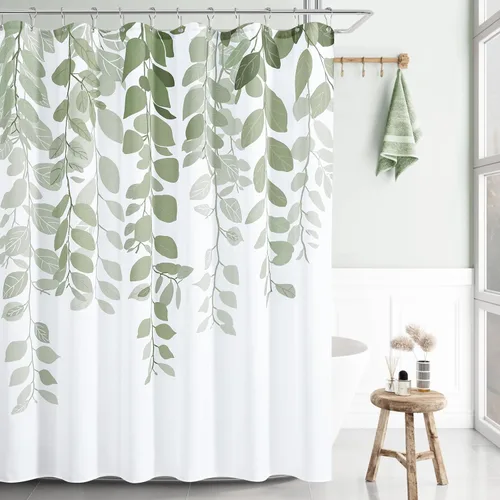 Miniatura 15 de BOODII Cortinas de ducha negras de 36 x 72 pulgadas, cortina de ducha de eucalipto de primavera para baño, cortina de baño con textura de flameado