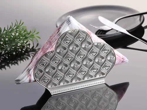 Miniatura 4 de Alisveristime Servilletero Zamac - Organizador decorativo elegante de metal para uso en mesa o encimera (plateado)