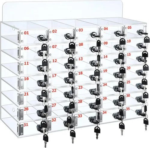 Miniatura 7 de Threan Caja de almacenamiento para teléfono celular de 12 ranuras, gabinete de almacenamiento de acrílico transparente para teléfono celular montado