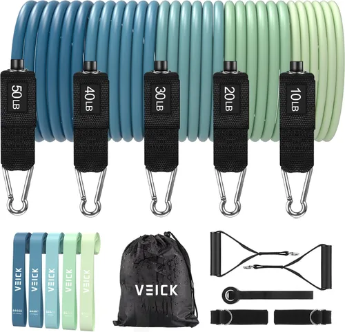 Miniatura 22 de VEICK Bandas de resistencia, bandas de ejercicio, bandas de entrenamiento, bandas de resistencia para entrenar con asas para hombres y mujeres