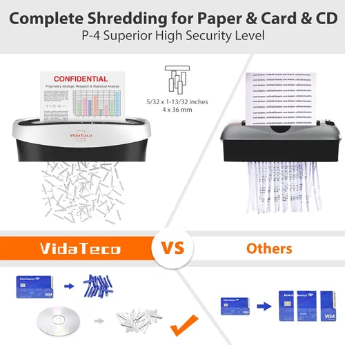 Miniatura 2 de VidaTeco - Trituradora de papel para hogar y oficina, de 10 hojas, de corte cruzado con cortador patentado en EE. UU., también tritura