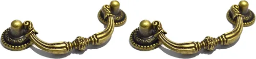 MYS 4 tiradores de bronce para cajones, manijas decorativas vintage, pomos florales antiguos para armario, aparador, caja de madera (longitud: 3-3/4