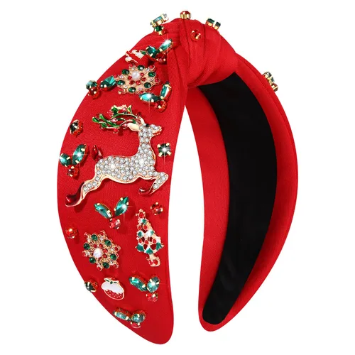 Miniatura 18 de mokkia Diadema de Navidad para Mujeres Accesorios de Navidad Lazo de Navidad Reno Copo de Nieve Diadema Rojo Verde Joyería con Perlas y Pedrería