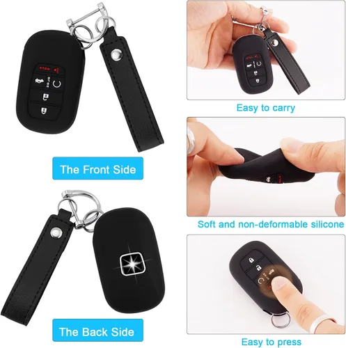 Miniatura 5 de Funda de Llave de Silicona Compatible con Honda 5 Botones Civic Accord Pilot CR-V HR-V 2025 2024 2023 2022 Llave de Coche Inteligente Funda de Goma