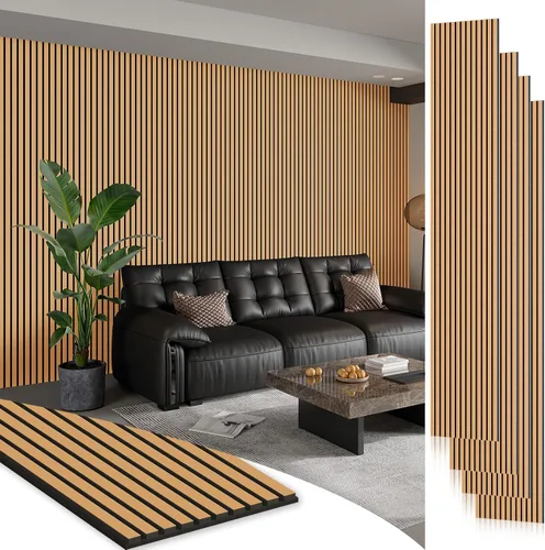 Miniatura 28 de Smartstandard Panel de Pared de Listones de Madera de Muestra, Paneles de Pared de Madera Insonorizados, Paneles de Madera Acústicos para Pared