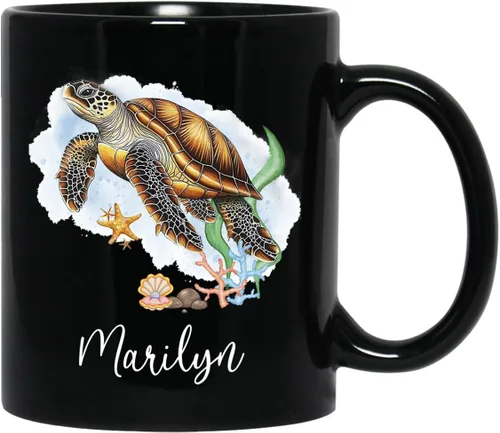 Miniatura 28 de Taza de café con nombre personalizado, regalo para amigo, compañero de trabajo, cumpleaños, taza de cerámica negra personalizada para amantes