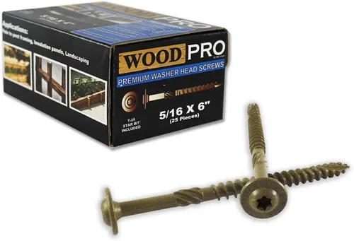 Miniatura 2 de WoodPro Fasteners ST516X6-25PC Tornillos de madera para exteriores de cabeza redonda de 5/16 pulgadas por 6 pulgadas de longitud, paquete de 25