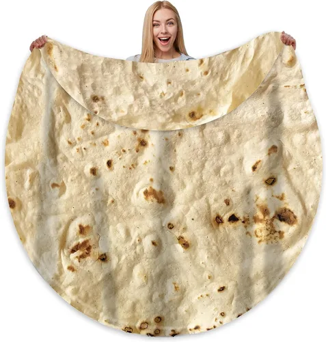 Miniatura 12 de Bcareself Manta de Tortilla 2.0 de Doble Cara Tamaño Adulto Gigante de Doble Cara para Niños Divertida Realista de Comida Personalizada Manta
