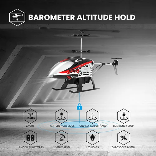 Miniatura 3 de DEERC Helicóptero de control remoto DE52, helicópteros RC de retención de altitud con estuche de almacenamiento extra, avión de 2.4 GHz juguete