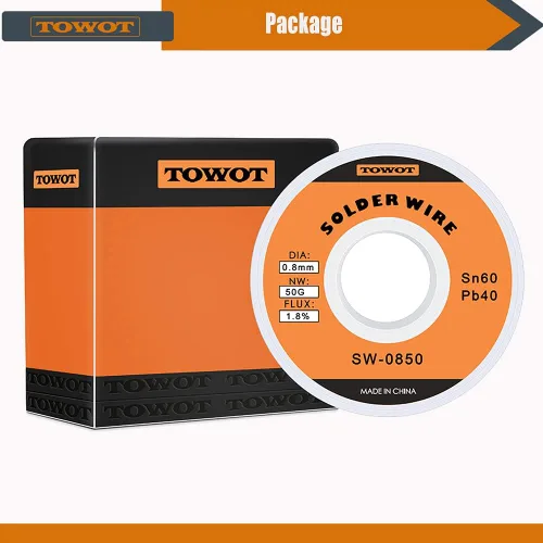 Miniatura 4 de TOWOT Alambre de soldadura de núcleo de colofonia de plomo de estaño para soldadura eléctrica, contenido 1.8% flujo de soldadura Sn60-Pb40