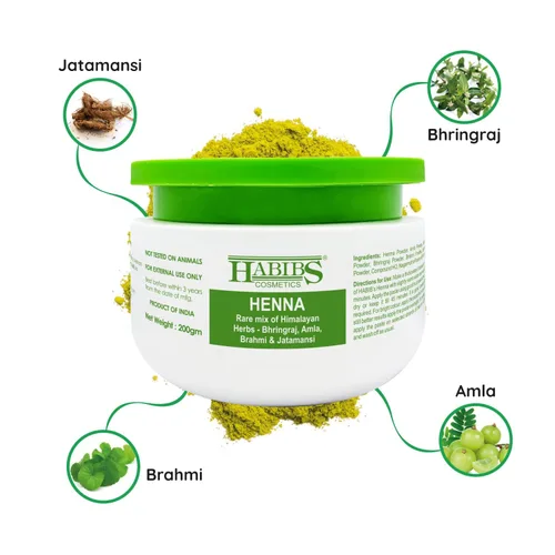 Miniatura 4 de Habibs - Henna Mehndi en polvo natural enriquecido con Bhringraj, Amla, Brahmi, Jatamansi para teñir el cabello natural, 7.05 oz, paquete de 1