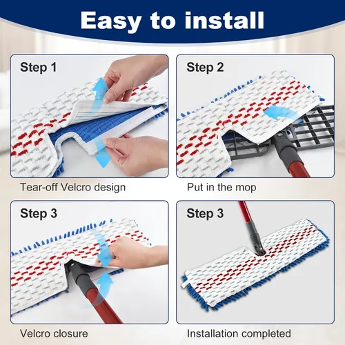 Miniatura 6 de Paquete de 4 cabezales de repuesto para trapeador Ocedar Hardwood Floor'n More 3-Action Flip Mop, repuestos de cabezales de trapeador para uso seco