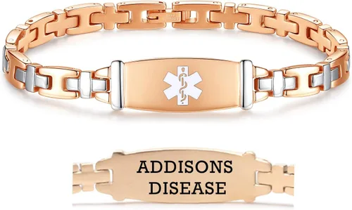 Miniatura 102 de LinnaLove Lady Medical Alert - Pulseras médicas de acero inoxidable para mujer, 7.5 pulgadas