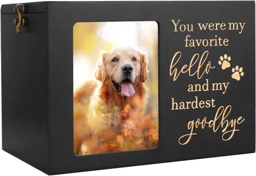 Miniatura 11 de Urnas conmemorativas para mascotas para cenizas de perro o gato, grandes urnas de funeral de madera para cremación con marco para fotos, caja