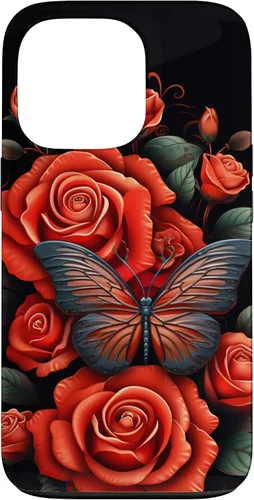 Miniatura 10 de Cute Butterfly Red Floral Flower Butterfly Rose Case for iPhone 17