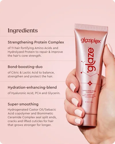 Miniatura 5 de glaze Glaziplex Super Bond Repair - Mini tratamiento capilar 4 en 1, reparación profunda para cabello dañado, fortalece y protege en solo 4 minutos