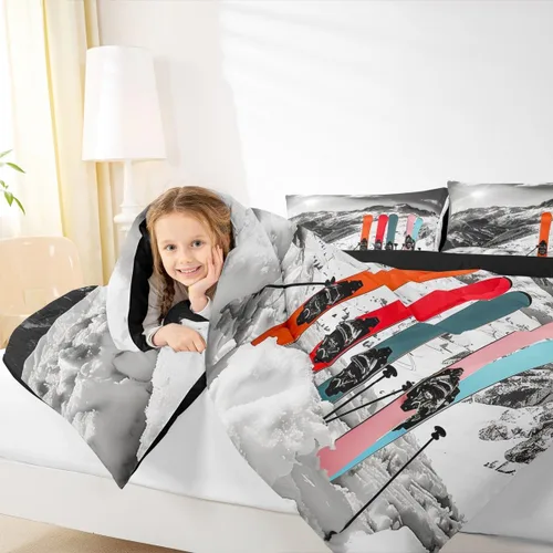 Miniatura 20 de Homewish Juego de edredón de juegos deportivos de pelota, tamaño twin, juego de ropa de cama de béisbol y baloncesto, 2 piezas para niños
